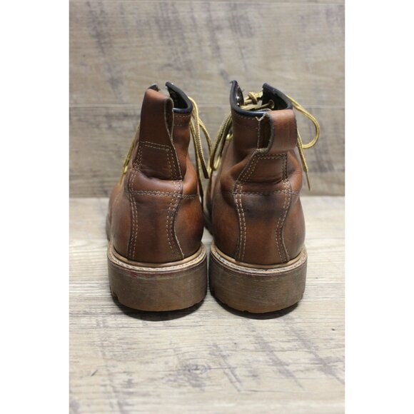 Safety and Supply co vintage men\'s brown leather moc toe 7 eye work‎ boots 6-6.5 main image 5